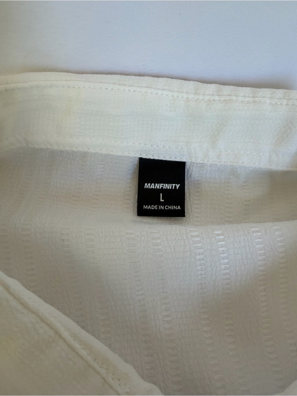 NWOT Manfinity White Gauze Style Textured Collared Shirt & Shorts Set - Picture 6 of 7